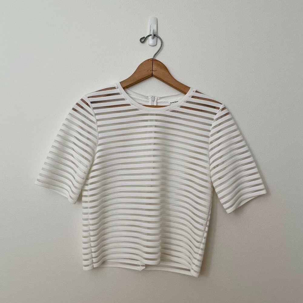 CLUB MONACO Sheer White Cropped Shell Top